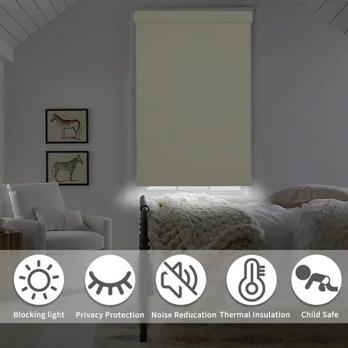 Vista 5 de MYshade Persianas enrollables opacas sin cordón, con funda de cenefa, oscurecimiento de habitación para el hogar, oficina, baño, puerta francesa