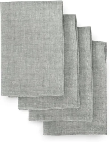 Vista 11 de Solino Home Athena - Juego de 4 manteles individuales cuadrados de lino natural claro de 14 x 14 pulgadas, manteles individuales 100 % lino puro