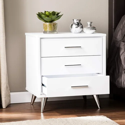 Vista 18 de SEI Furniture Oren - Mesita de noche con cajones, color blanco (AMZ2486FH)