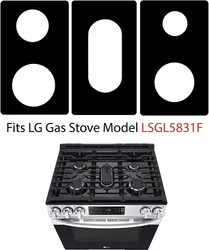 Vista 3 de Protectores de estufa Premium Plus para LG Gas Range Modelo LSGL5831F, corte personalizado, revestimiento de estufa fácil de limpiar, fabricado