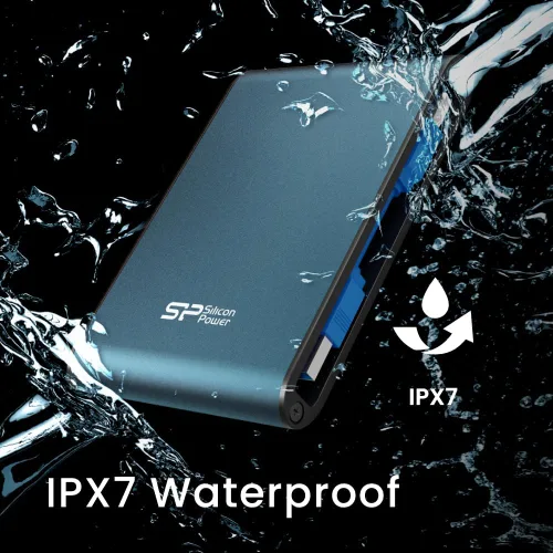 Vista 6 de Silicon Power - Armadura de disco duro externo portátil de 1 TB A80, resistente al agua USB 3.0 para PC, Mac, Xbox y PS4, color azul