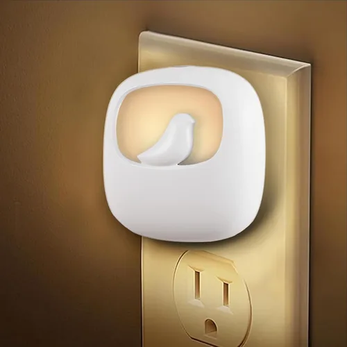 Vista 8 de VAVOFO Luz nocturna LED con sensor automático, paquete de 4, 2900-3200K blanco cálido, bonito diseño de pájaro, lámpara de noche de pared