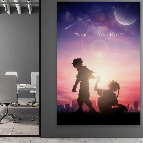 Vista 5 de nanyo Póster de anime motivacional de héroes 90s Arte en lienzo para pared de habitación Decoración estética Pósteres 8x12 pulgadas (20x30 cm)