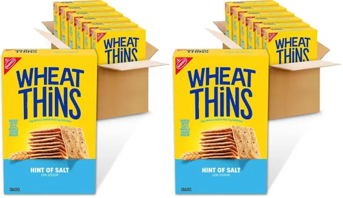 Vista 16 de Wheat Thins Galletas con un toque de sal, bajas en sodio, galletas integrales de trigo, paquetes a granel, 6 cajas de 8.5 onzas cada una Galletas