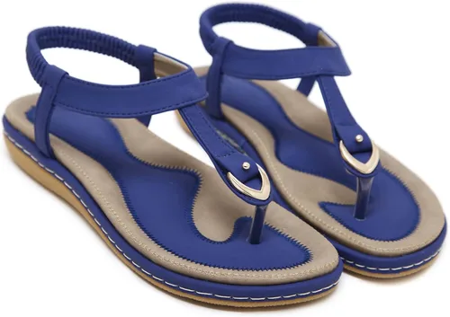 Vista 3 de SHIBEVER Sandalias bohemias para mujer de verano con cuentas y tirantes delgados al tobillo, zapatos elegantes