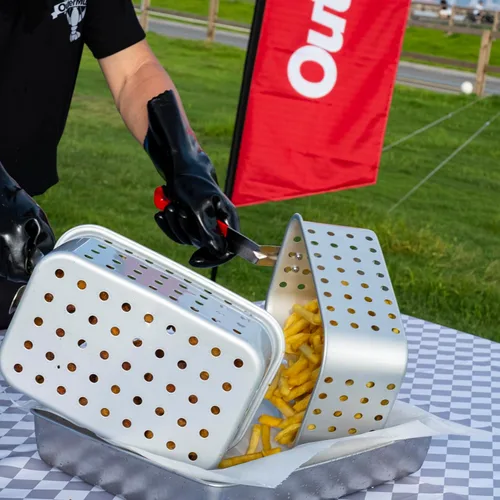 Vista 6 de Freidora al aire libre OuterMust de 58,000 BTU, olla de freidora profunda de 18 cuartos de galón y 2 cestas interiores, ideal para freír pescado