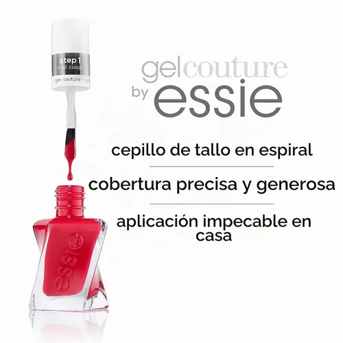 Vista 2 de essie Gel Couture - Esmalte de uñas de larga duración, rojo escarlata, Rock the Runway, 0.46 onzas (paquete de 2)