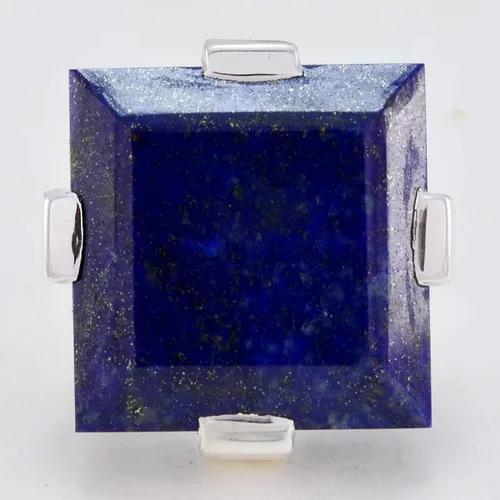 Vista 3 de Joyas Plata Gemas Genuinas Forma Cuadrada Una Piedra Lapislázuli Anillos De Plata Sólida Azul Lapislázuli Anillo De Octubre Nacimiento Libra