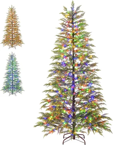 Vista 17 de HAPPYGRILL Árbol de Navidad artificial preiluminado de 4 pies con 296