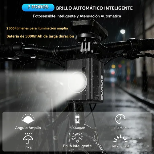Vista 4 de Suruid Super Bright Bike Lights, Durable Aluminum, IPX6 Waterproof
