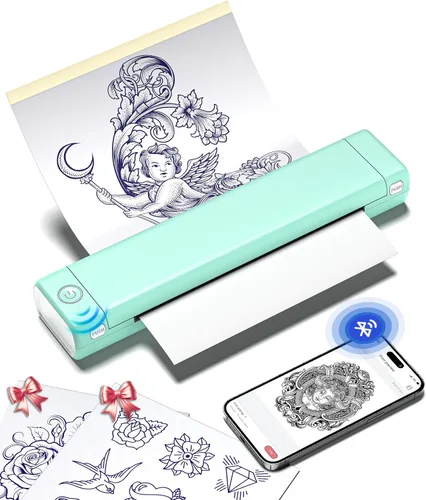 Vista 12 de Phomemo Impresora de plantilla de tatuaje, impresora térmica inalámbrica M08F con 10 piezas de papel de transferencia, compatible