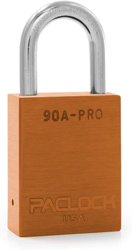 Vista 68 de PACLOCK Candado de la serie 90A-PRO, compre American Act obediente, aluminio anodizado marrón, cilindro de 7 pines de alta seguridad con 1 llave por