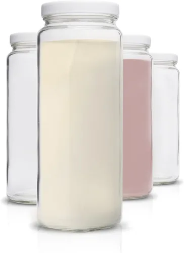 Vista 12 de All About Juicing Juego de 6 botellas de agua de vidrio transparente, boca ancha con tapas para jugos, batidos y bebidas, 16 onzas, duraderas Tapas