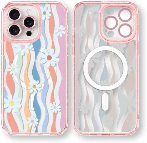 Vista 17 de Compatible para iPhone 13 Funda Bonita Estética - Funda para Teléfono Rosa con Purpurina con Protector de Cámara - Diseño de Cubierta
