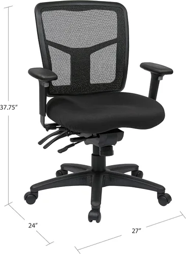 Vista 3 de Asiento de respaldo alto Office Star ProGrid con brazos ajustables y deslizador de asiento multifunción, Metal, Negro