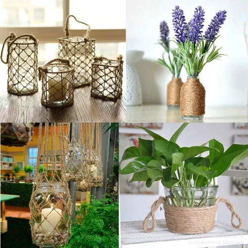 Vista 6 de Cuerda de yute natural de 3 capas de 328 pies para envolver regalos, cuerda de jardín para manualidades, manualidades y aplicaciones de jardinería