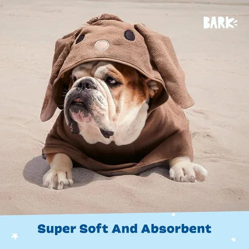 Vista 4 de BARKBOX - Albornoz para perros, tamaño mediano Toalla de baño de microfibra de secado rápido, cierre de velcro y lazo envolvente, lavable a