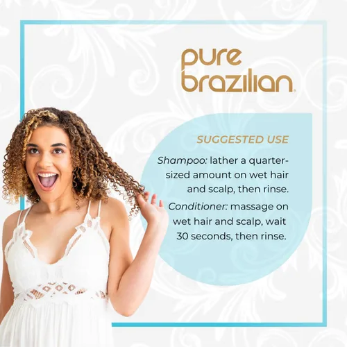 Vista 4 de Pure Brazilian - Champú y acondicionador antiencrespamiento con bombas (1 litro)