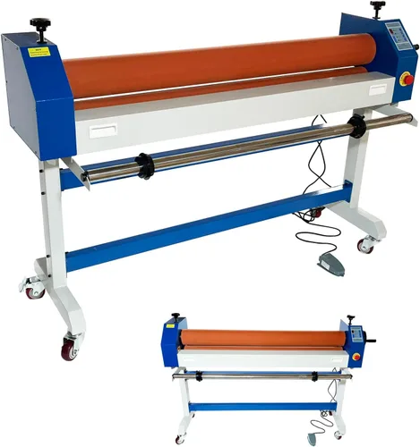 Vista 9 de INTBUYING Laminador frío de 51 pulgadas, Máquina automática de laminación en frío de doble uso eléctrico/manual, Rodillo de goma suave, Interruptor