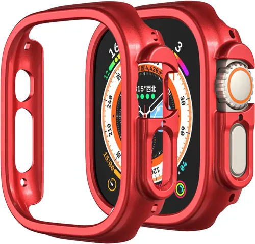 Vista 12 de Funda rígida de policarbonato compatible con Apple Watch Ultra 3/2/1 de 1.732 pulgadas, resistente a impactos, a prueba de golpes, con borde