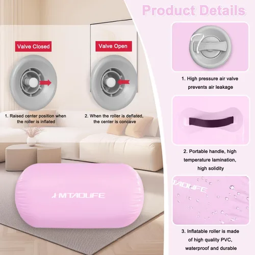 Vista 2 de Rodillo de aire de gimnasia, tapete inflable para rodillos de aire, rodillo de gimnasia para niños, entrenamiento de flexión de espalda para yoga