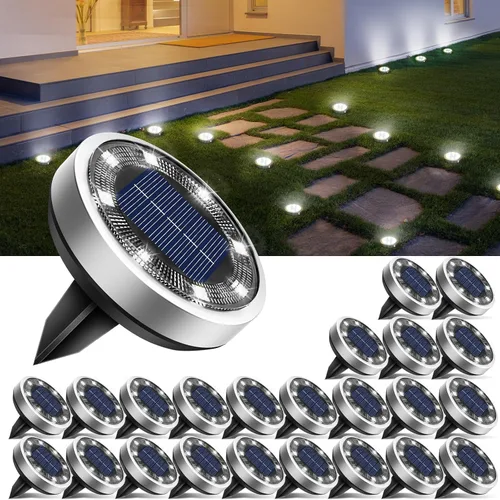 Vista 25 de Btfarm Paquete de 16 luces solares impermeables para exteriores, 8 luces LED solares para suelo
