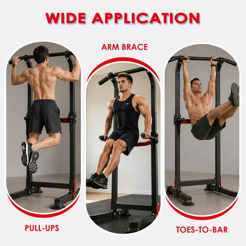Vista 2 de Barra de dominadas, torre de energía multifunción para barra de inmersión, gimnasio en casa, equipo de entrenamiento de fuerza, equipo para dominadas