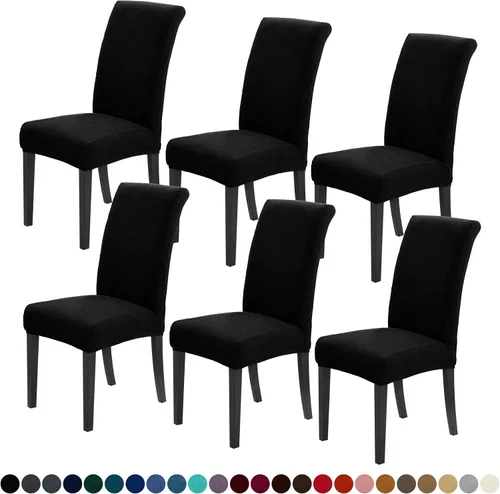 Vista 20 de Joccun - Juego de 2 fundas para sillas de comedor, fundas elásticas para sillas de comedor, fundas de asiento para sillas de comedor, funda de Negro