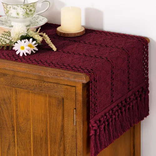 Vista 14 de Camino de mesa bohemio para otoño, rústico, para comedor, para decoración