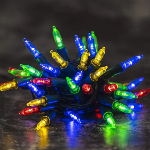 Vista 2 de FUNPENY - Luces de Navidad multicolores, paquete de 2, total 32 pies, 100 luces LED, tira de luces mini operadas con batería con 8 modos, luces
