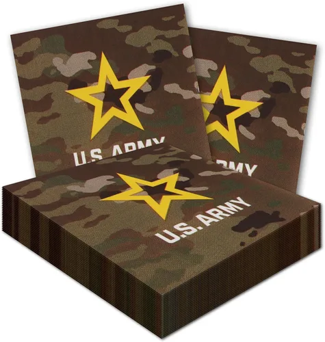 Vista 11 de Servilletas de almuerzo del ejército de los Estados Unidos (32 piezas) 32 servilletas Lg. del ejército de Estados Unidos impresas en el sello