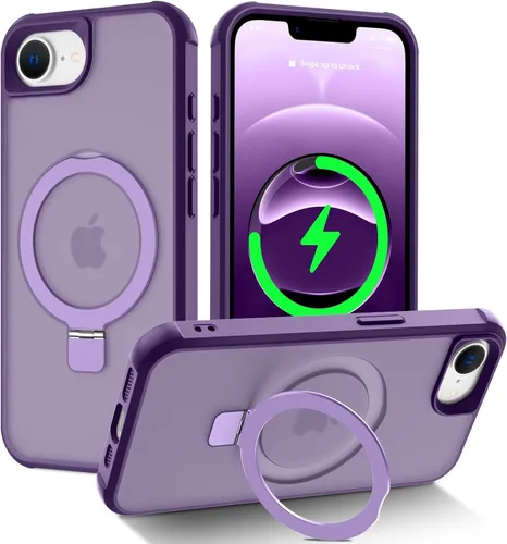Vista 107 de CHAOFEnG Funda magnética compatible con iPhone 11 con soporte, prueba de caídas de grado militar, compatible con imán, anillo translúcido, parte