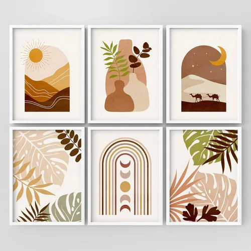Vista 85 de Juego de galería de collage enmarcado para pared, diseño de plantas de flores de William Morris, ilustraciones de naturaleza silvestre, moderno