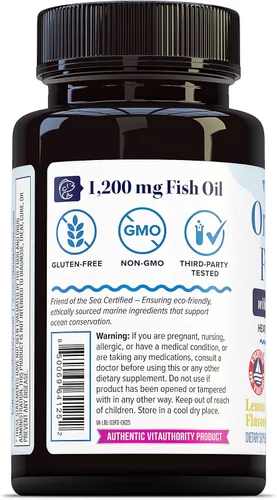 Vista 6 de Suplemento de aceite de pescado Omega 3 1,200 mg de ácidos grasos Omega 3 400 mg EPA y 280 mg DHA Apoyo para la salud cardíaca, cerebral