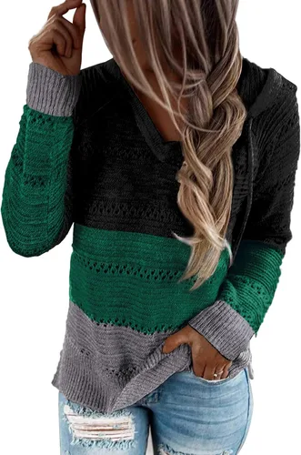 Vista 2 de Sipaya - Sudadera con capucha para mujer, diseño de bloque