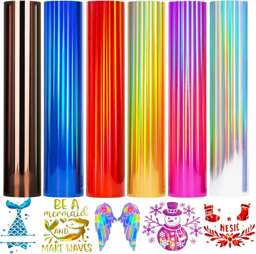 Vista 14 de Rollos de vinilo de transferencia de calor con purpurina negra, vinilo HTV de hierro negro de 12 pulgadas x 5 pies, vinilo para planchar para Negro