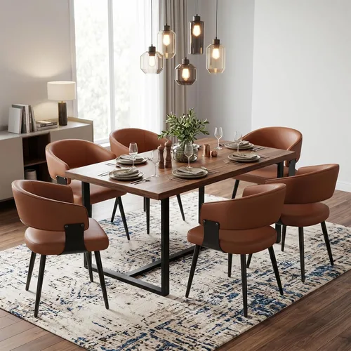Vista 15 de Juego de 2 sillas de comedor, modernas sillas tapizadas para cocina y comedor con tela tejida transpirable, fáciles de montar y limpiar