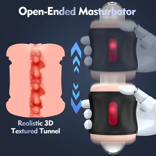 Vista 3 de Juguetes sexuales para adultos, masturbador masculino de extremo abierto, potente vibración, coño de bolsillo para hombres, vibrador estimulador