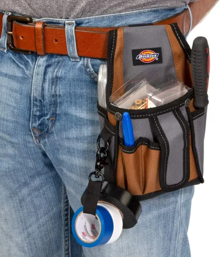 Vista 2 de Dickies Bolsa técnica de lona de 7 bolsillos con correa de cinta, clip de acero de ajuste universal y bucle de túnel para cinturón de herramientas