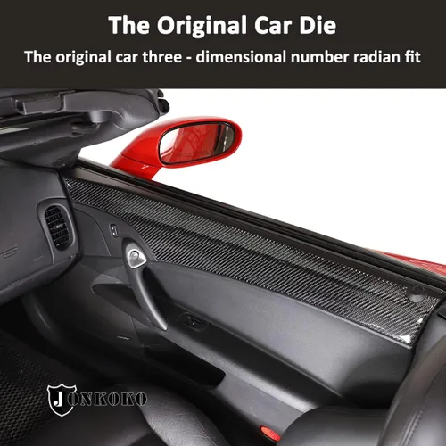Vista 3 de 2 piezas de fibra de carbono interior panel de puerta delantera reposabrazos cubierta decoración interior para Chevrolet Corvette C6 2005-2013 panel