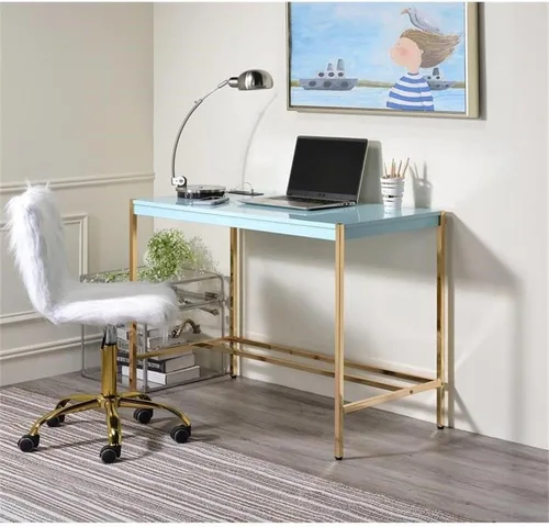Vista 4 de Acme Midriaks - Escritorio de madera con puerto USB en azul y dorado