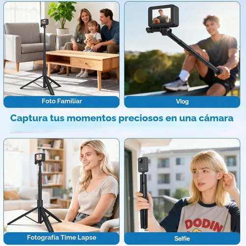 Vista 6 de VRIG - Trípode invisible para selfie stick de 70 pulgadas para DJI OSMO Pocket 4/3, trípode extensible para selfie vlog mango con tornillo de 1/4