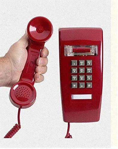 Vista 3 de Teléfono de pared de emergencia de grado industrial con marcador de línea directa preprogramado para marcado automático 911 (fuera de gancho) - rojo
