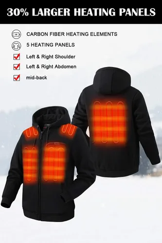 Vista 2 de Venustas Sudadera con capucha térmica, batería de 7.4 V (unisex), chaqueta térmica para mujeres y hombres