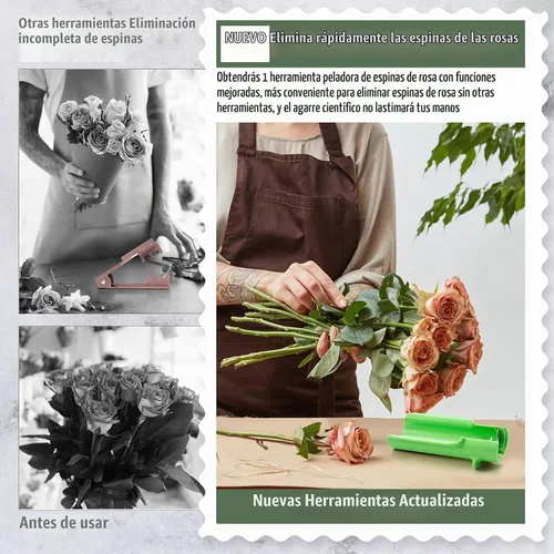 Vista 6 de Lasnten 1 Pieza Herramienta Peladora de Espinas de Rosa Removedor de Espinas para Rosas Herramienta Peladora de Hojas Limpiador Cortador de Tallo