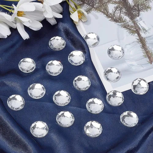 Vista 5 de FINGERINSPIRE 60 diamantes de imitación acrílicos autoadhesivos de 0.98 pulgadas con contenedor, parte trasera plana transparente, gemas circulares