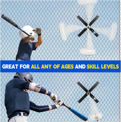 Vista 6 de Entrenador de swing de béisbol de reinicio automático, entrenador de golpeo portátil con bola atada para montaje en cerca, perfecto para béisbol