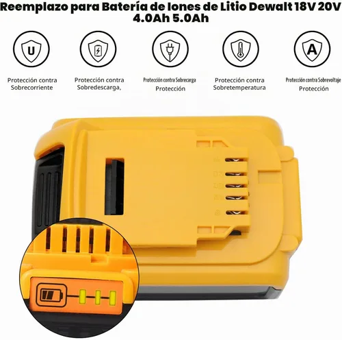 Vista 2 de 18V 20V 4.0Ah 5.0Ah 10-Cell 18650 - Carcasa de batería de repuesto para Dewalt DCB200, DCB201, DCB203, DCB204, DCB205 Kit de reparación de bricolaje