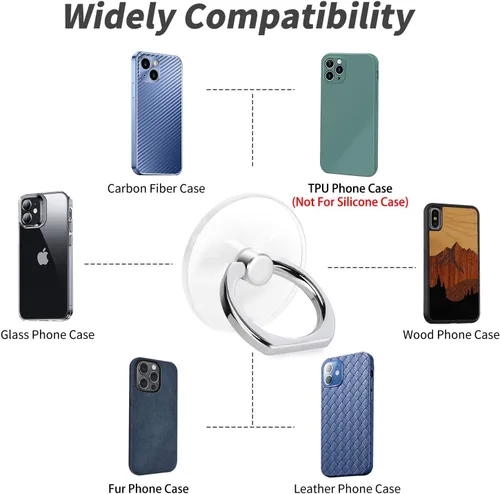 Vista 5 de Jsoerpay Soporte de anillo para teléfono celular, soporte de anillo transparente con rotación de 360°, soporte transparente para teléfono celular