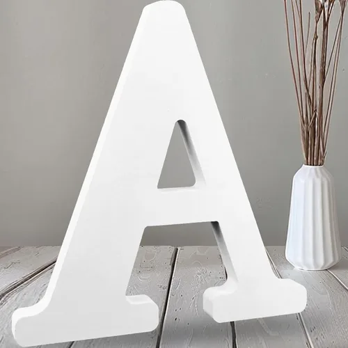 Vista 9 de AOCEAN Letras de madera grandes blancas de 12 pulgadas, letras de madera sin terminar para decoración de pared, letras decorativas de pie